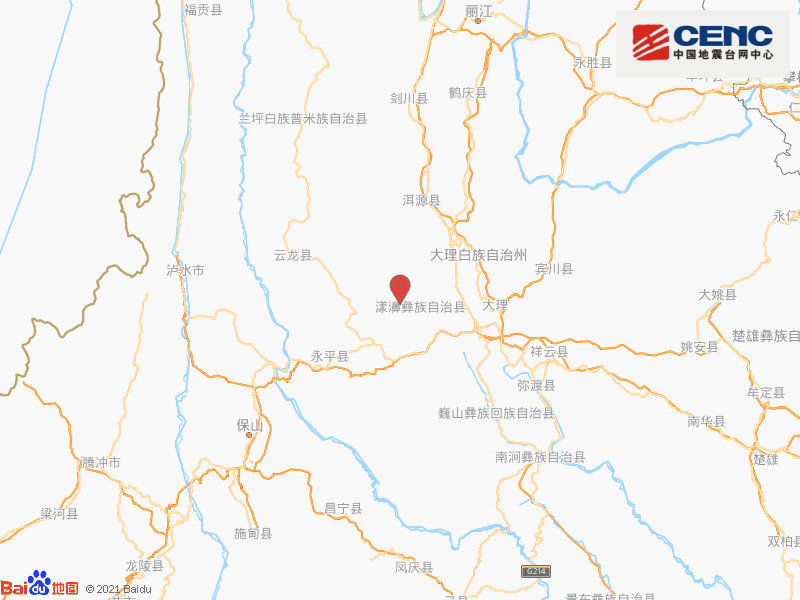 云南大理漾濞县发生34级地震震源深度12千米