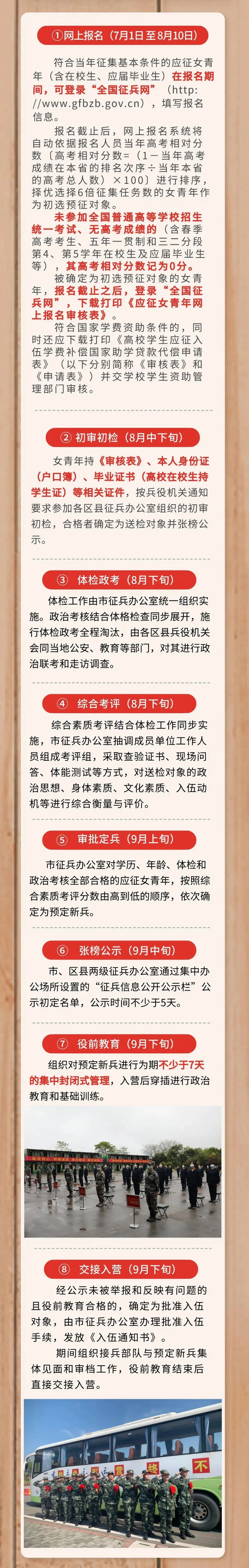 下半年女兵应征报名今日开启!